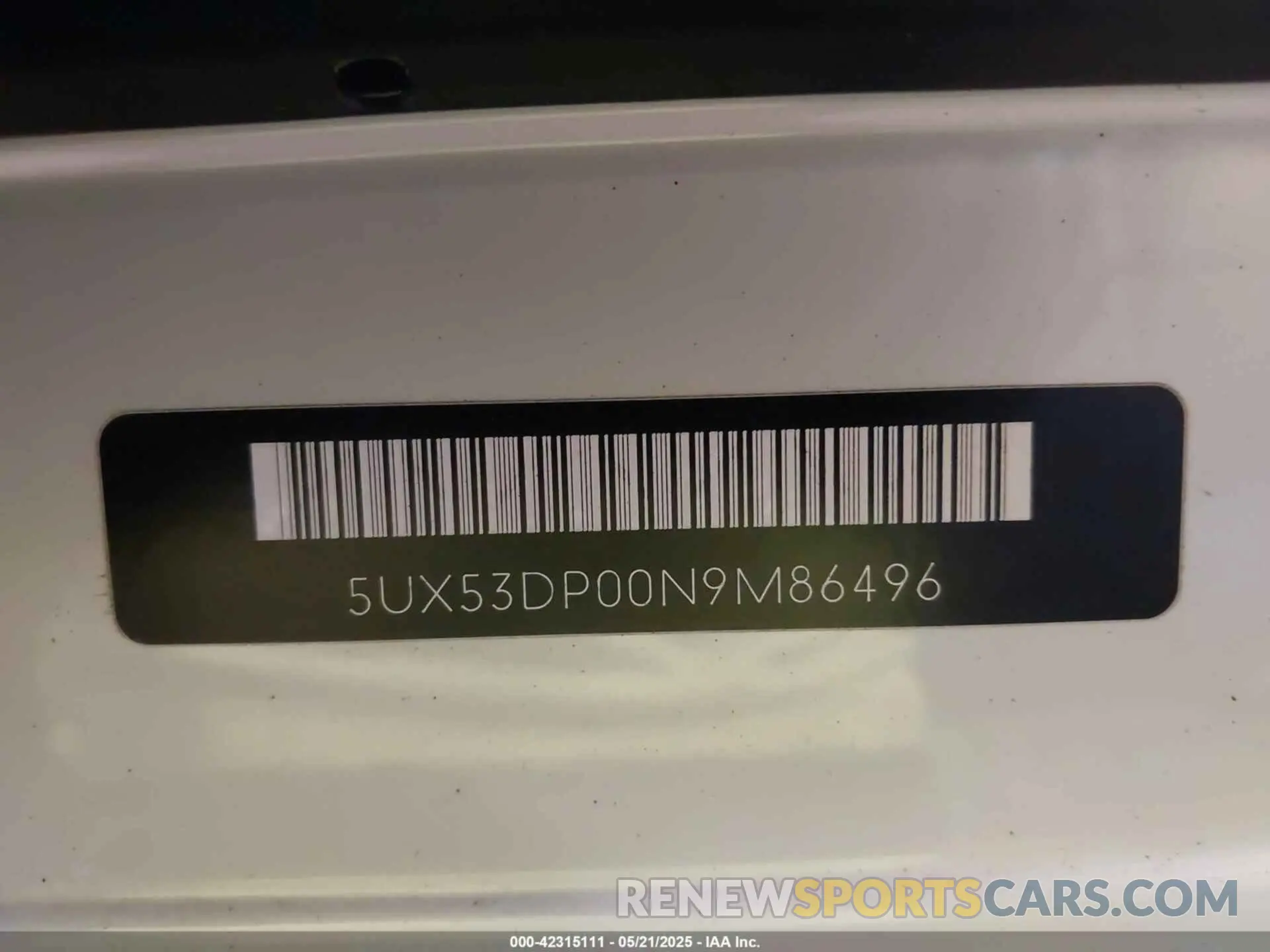 20 Photograph of a damaged car 5UX53DP00N9M86496 BMW X3 2022