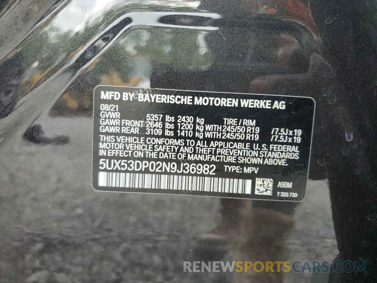 16 Photograph of a damaged car 5UX53DP02N9J36982 BMW X3 2022