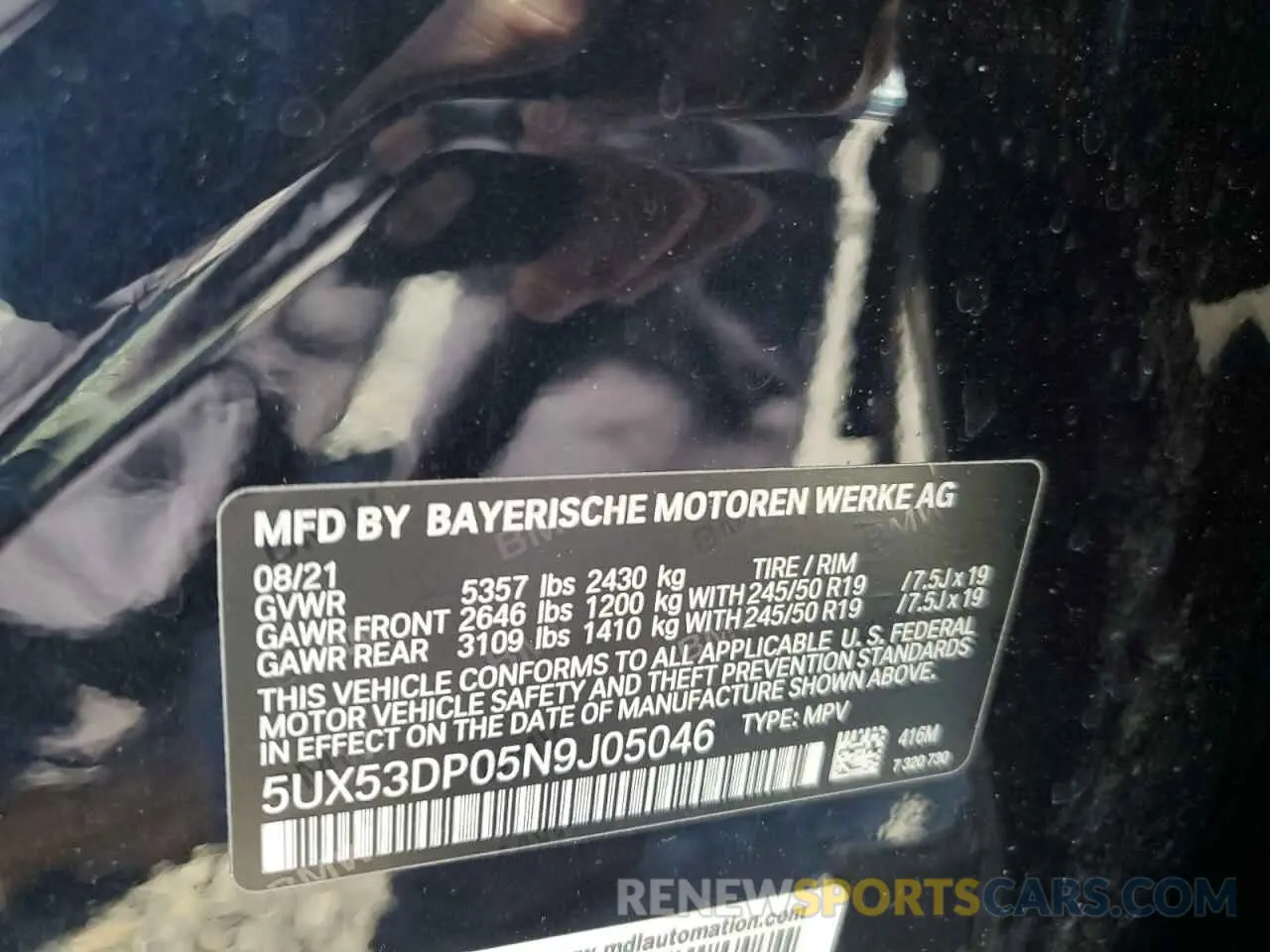 13 Photograph of a damaged car 5UX53DP05N9J05046 BMW X3 2022