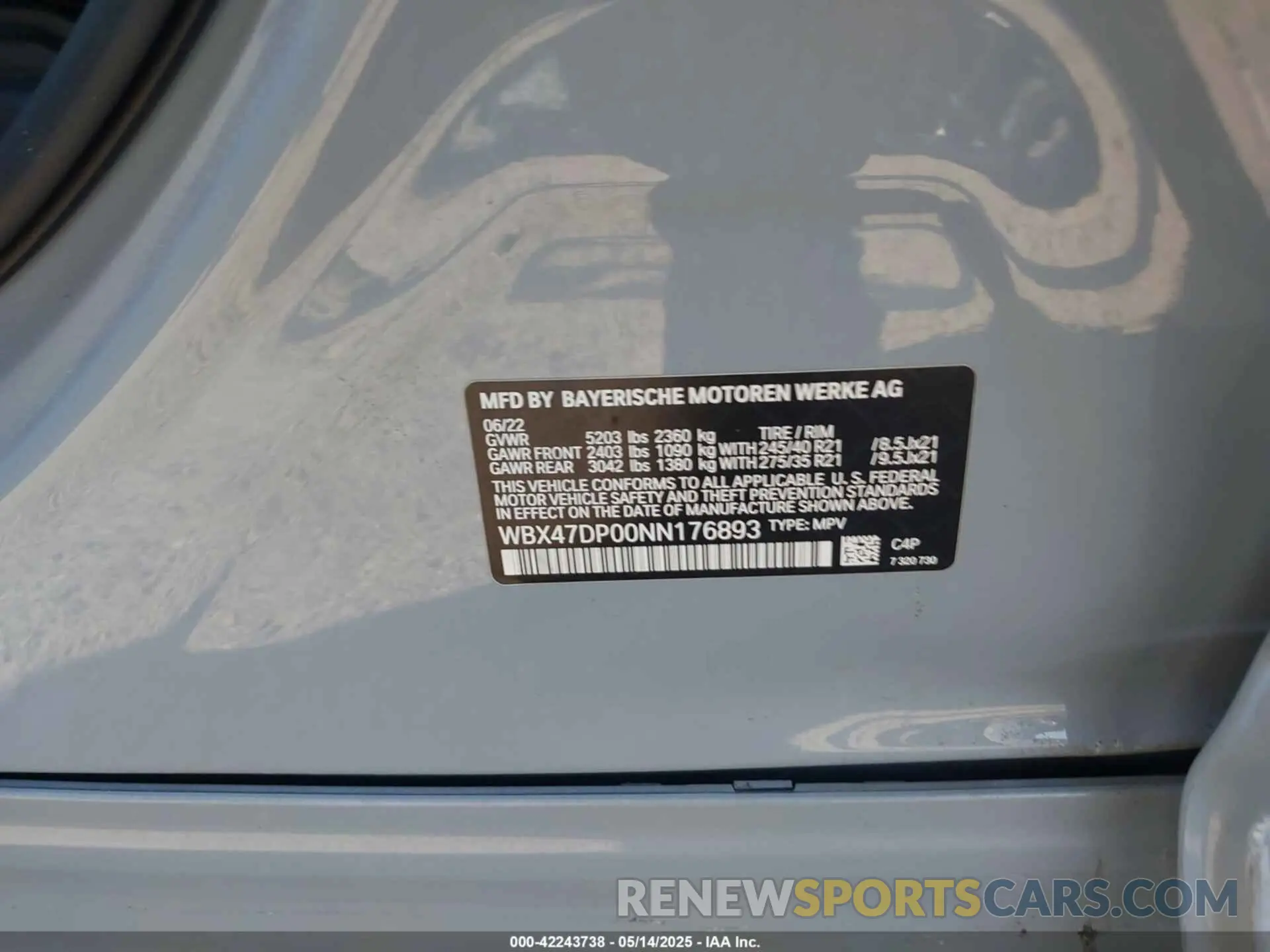 9 Photograph of a damaged car WBX47DP00NN176893 BMW X3 2022