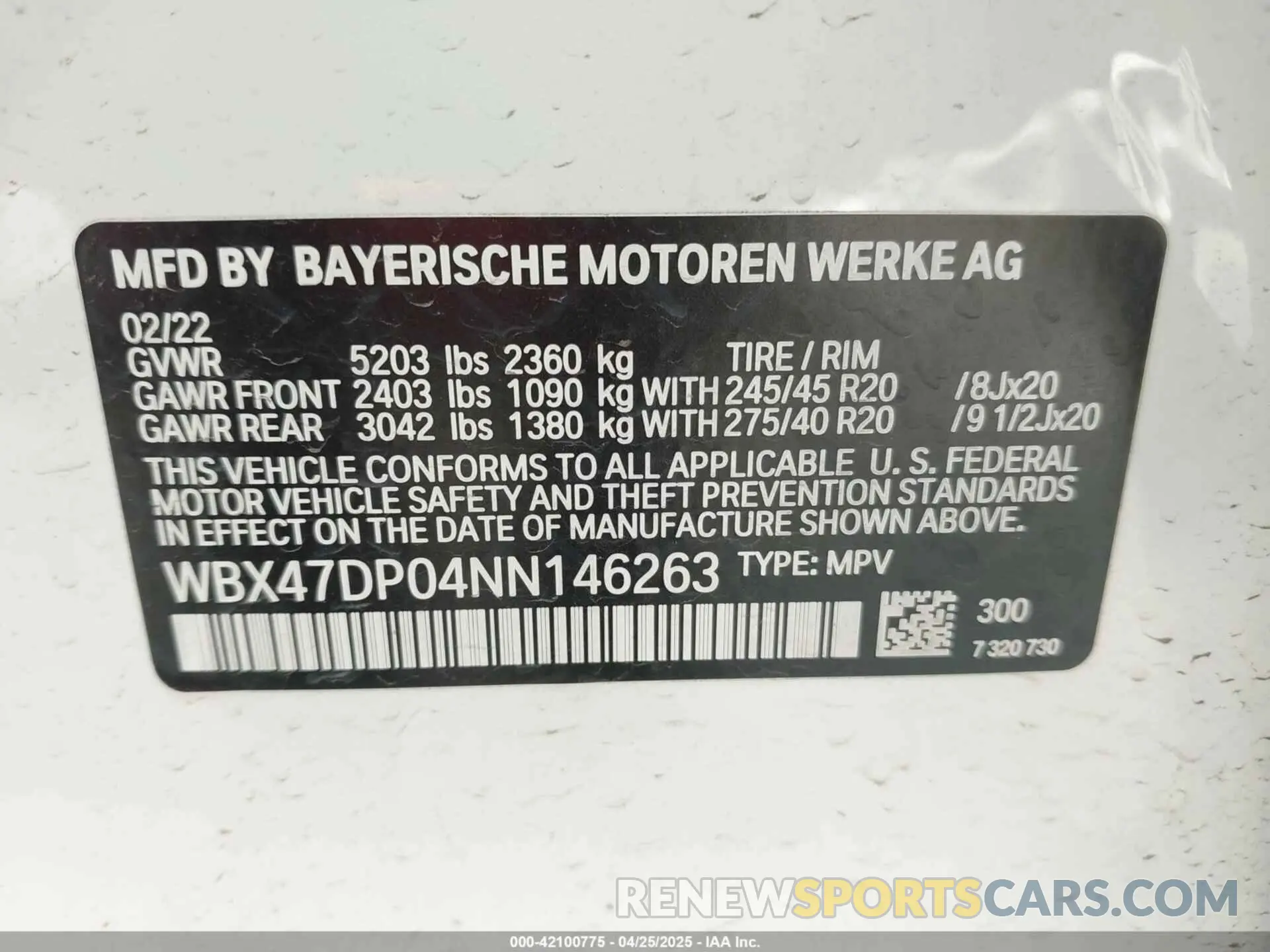 9 Photograph of a damaged car WBX47DP04NN146263 BMW X3 2022