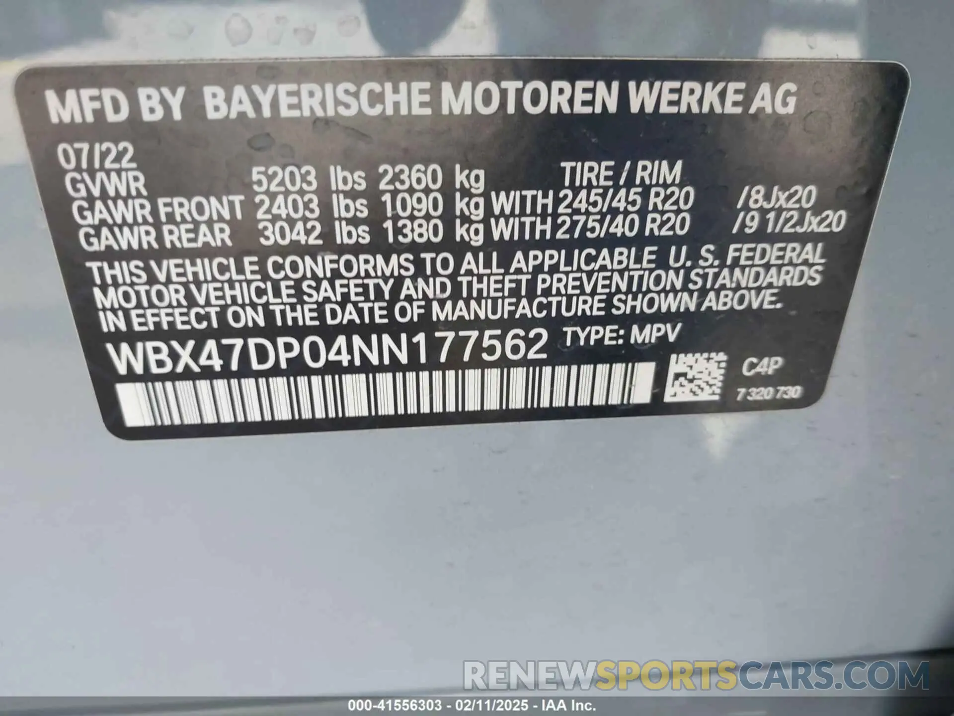 9 Photograph of a damaged car WBX47DP04NN177562 BMW X3 2022