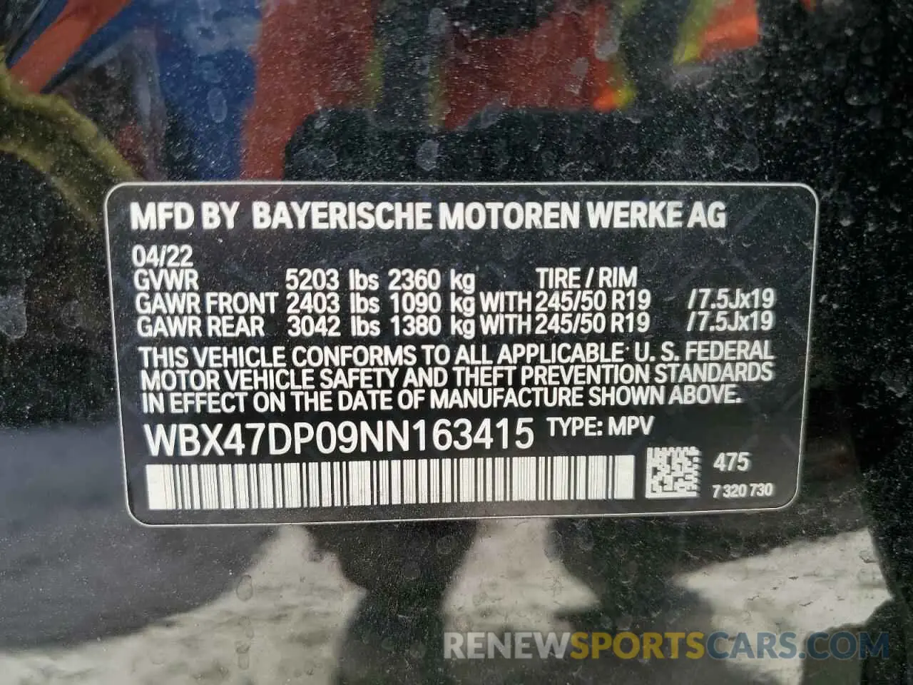 13 Photograph of a damaged car WBX47DP09NN163415 BMW X3 2022