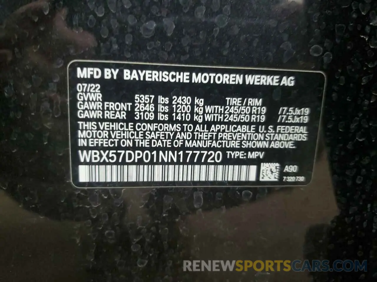 14 Photograph of a damaged car WBX57DP01NN177720 BMW X3 2022