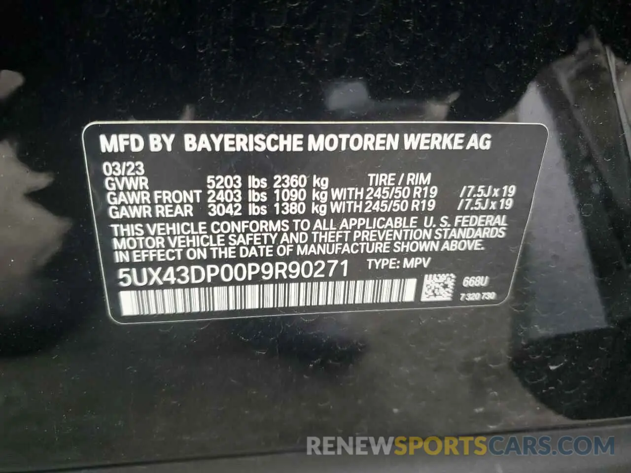 14 Photograph of a damaged car 5UX43DP00P9R90271 BMW X3 2023