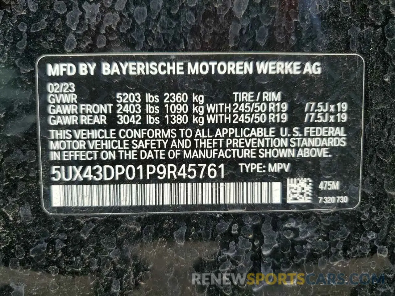 14 Photograph of a damaged car 5UX43DP01P9R45761 BMW X3 2023