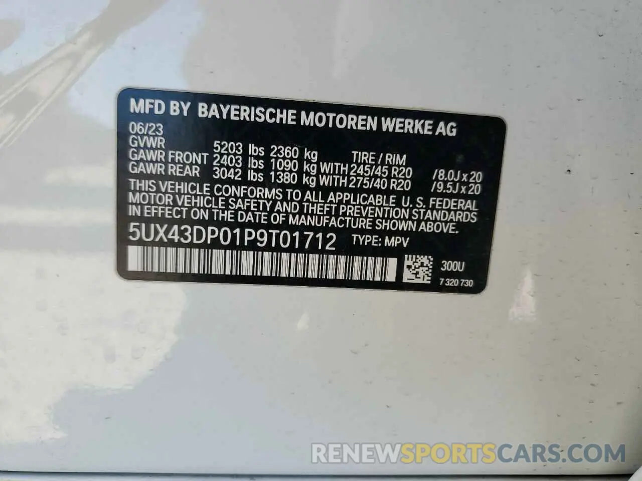 14 Photograph of a damaged car 5UX43DP01P9T01712 BMW X3 2023