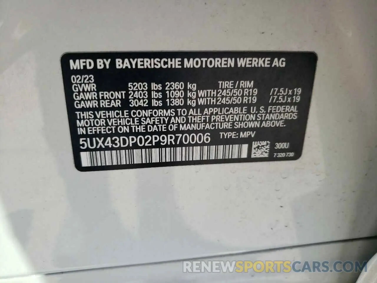 13 Photograph of a damaged car 5UX43DP02P9R70006 BMW X3 2023