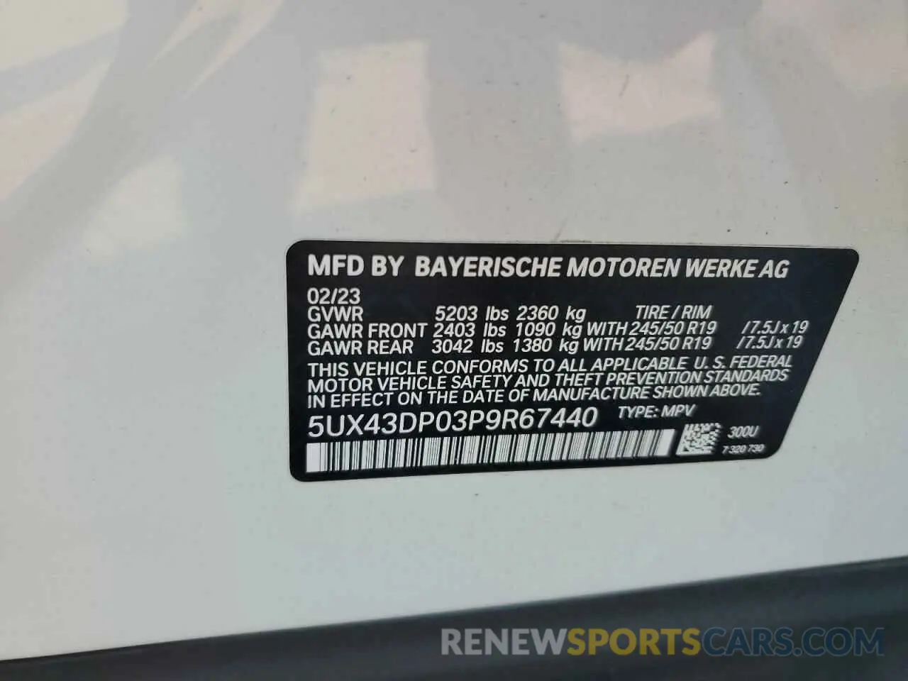 14 Photograph of a damaged car 5UX43DP03P9R67440 BMW X3 2023