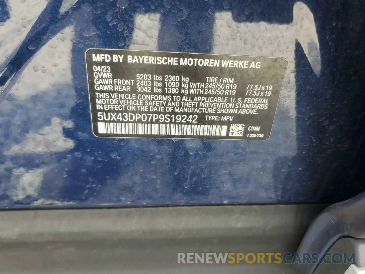 13 Photograph of a damaged car 5UX43DP07P9S19242 BMW X3 2023