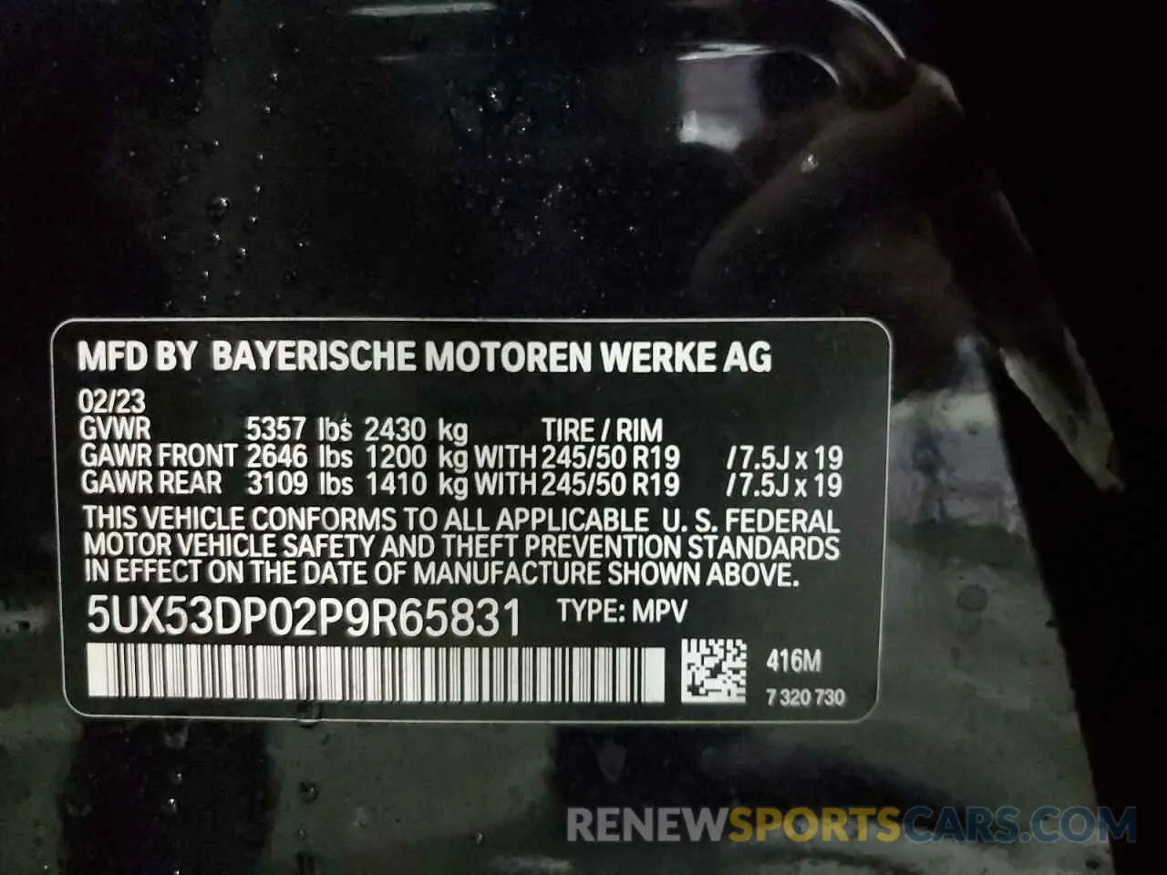 14 Photograph of a damaged car 5UX53DP02P9R65831 BMW X3 2023