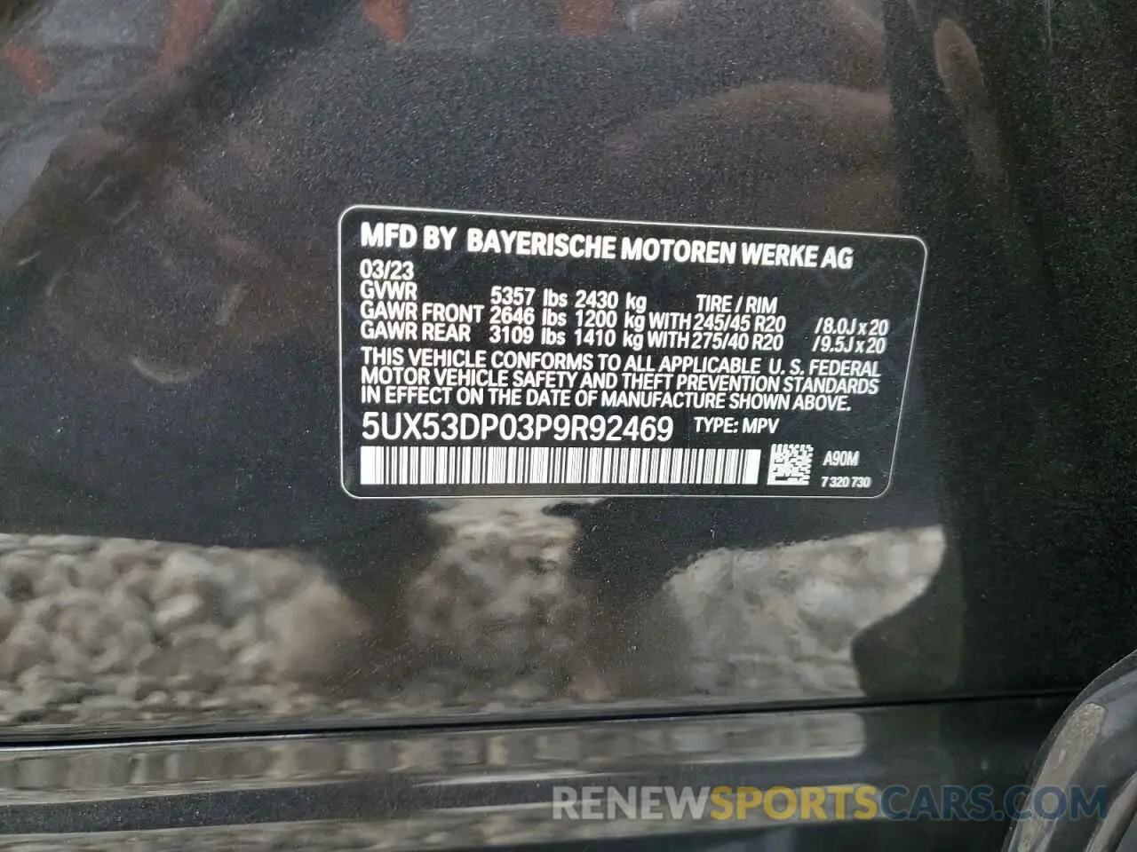 13 Photograph of a damaged car 5UX53DP03P9R92469 BMW X3 2023