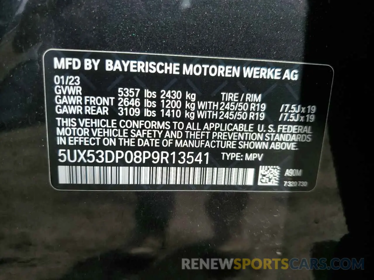 13 Photograph of a damaged car 5UX53DP08P9R13541 BMW X3 2023