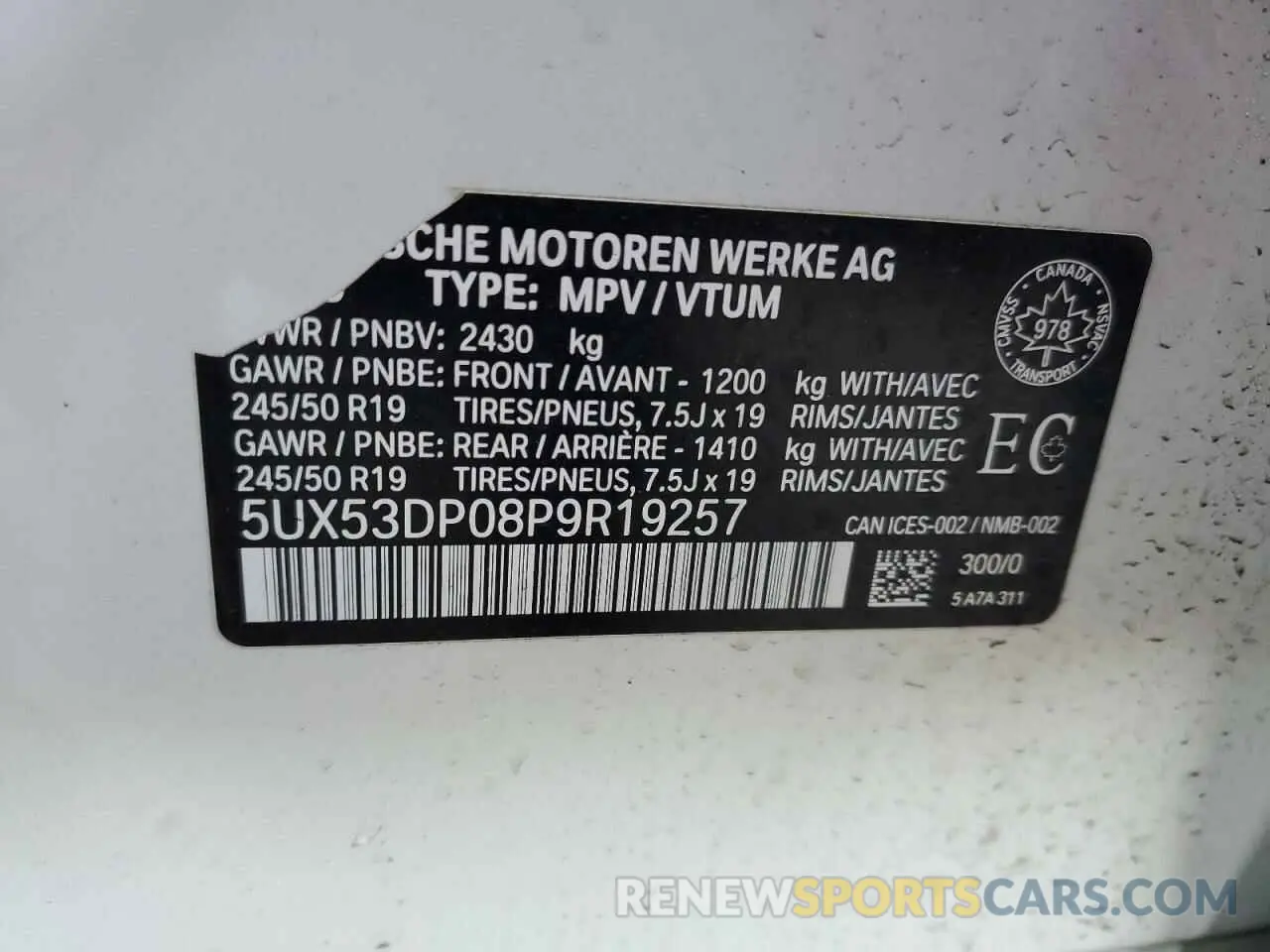 13 Photograph of a damaged car 5UX53DP08P9R19257 BMW X3 2023