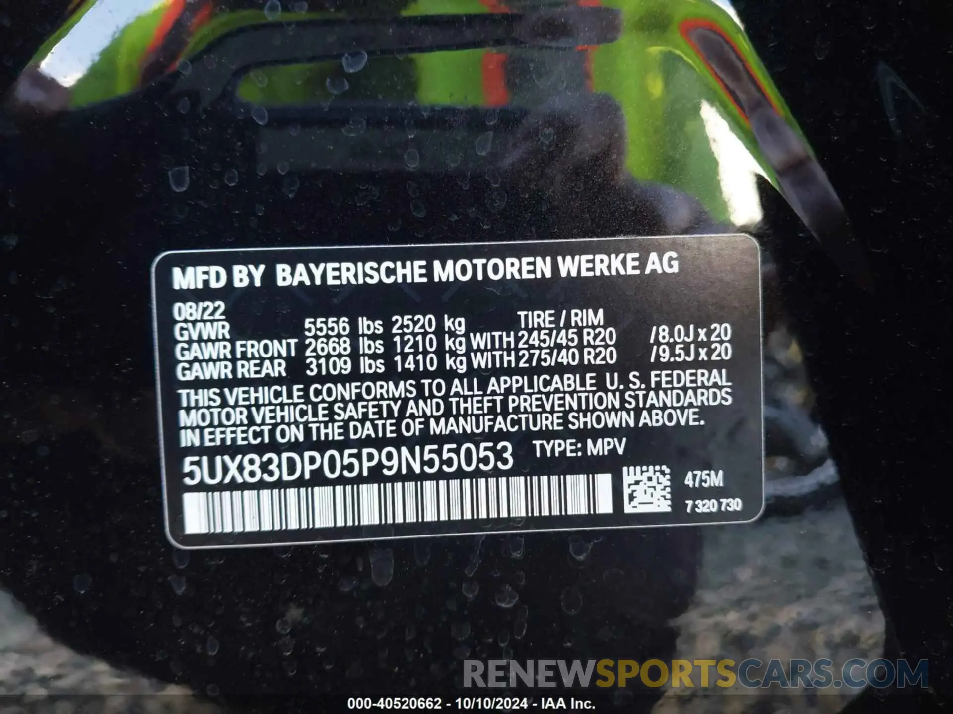 9 Photograph of a damaged car 5UX83DP05P9N55053 BMW X3 2023