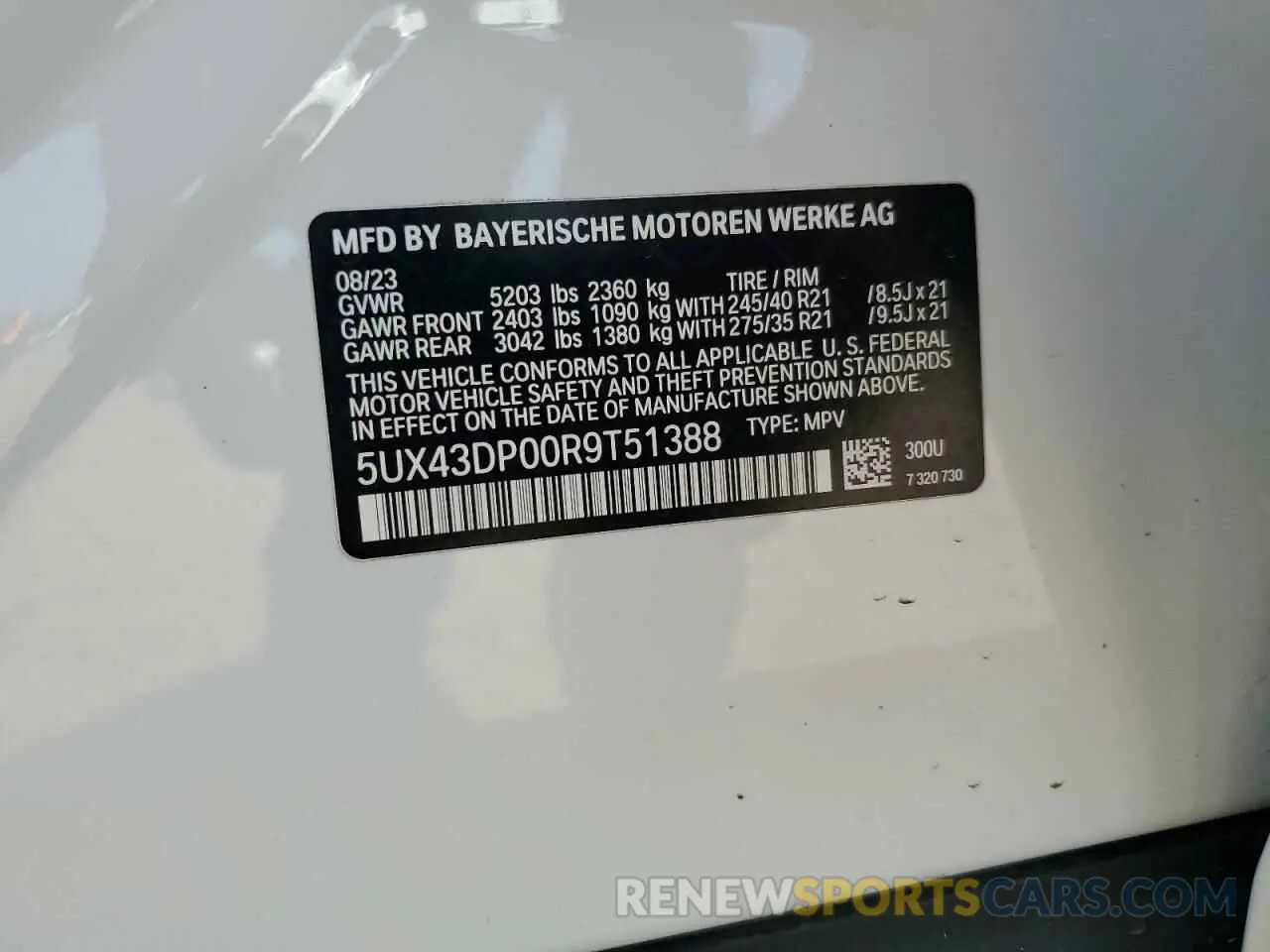 14 Photograph of a damaged car 5UX43DP00R9T51388 BMW X3 2024