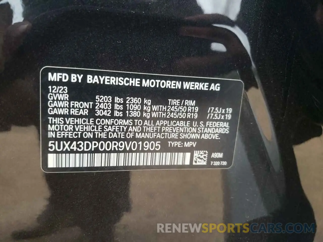 14 Photograph of a damaged car 5UX43DP00R9V01905 BMW X3 2024