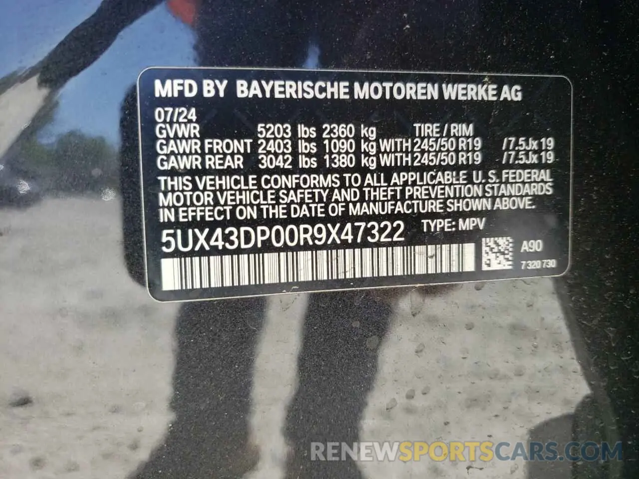14 Photograph of a damaged car 5UX43DP00R9X47322 BMW X3 2024
