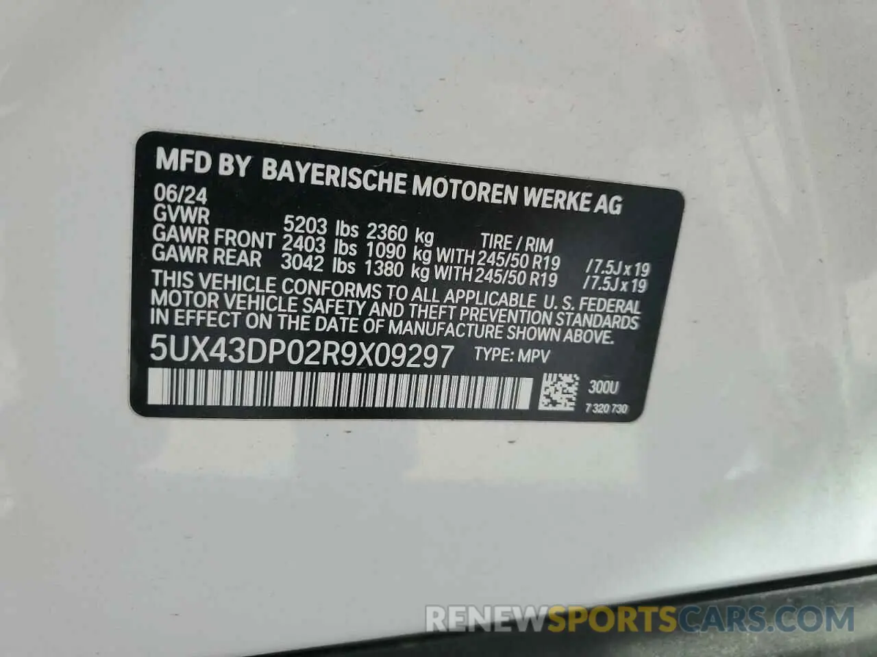 13 Photograph of a damaged car 5UX43DP02R9X09297 BMW X3 2024