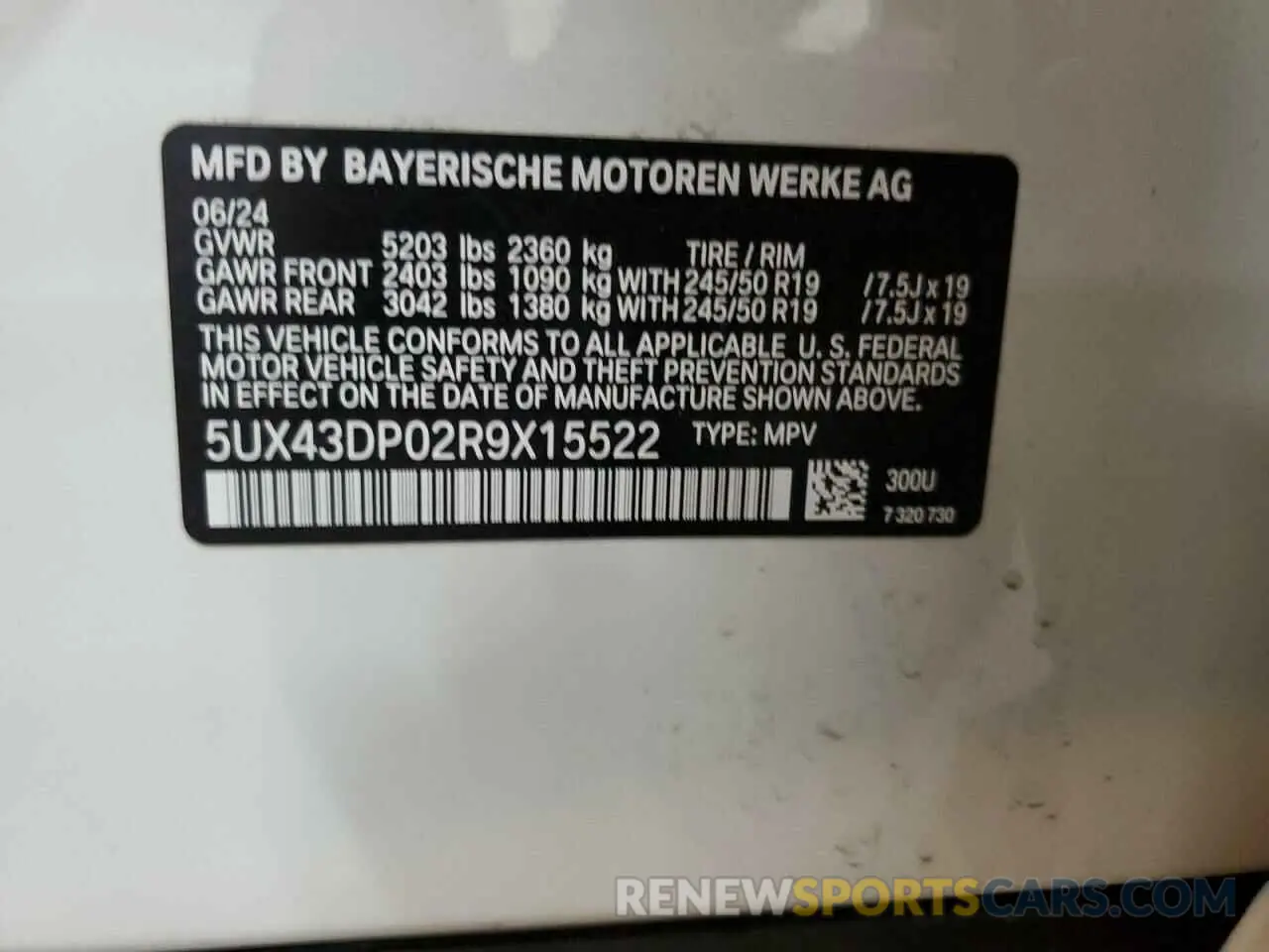 14 Photograph of a damaged car 5UX43DP02R9X15522 BMW X3 2024