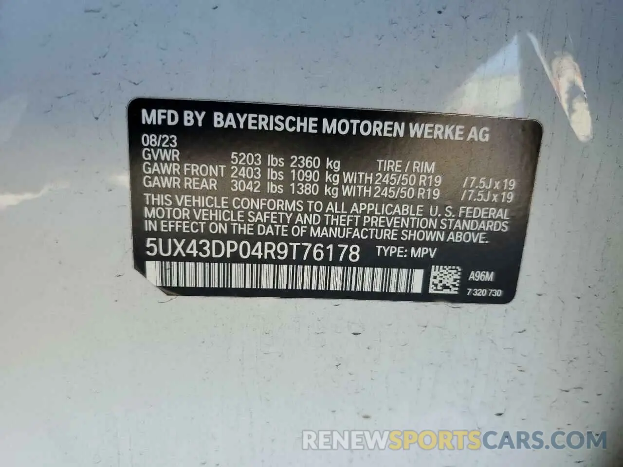 14 Photograph of a damaged car 5UX43DP04R9T76178 BMW X3 2024