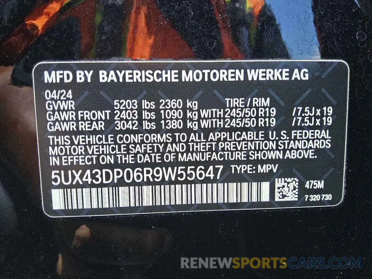 13 Photograph of a damaged car 5UX43DP06R9W55647 BMW X3 2024