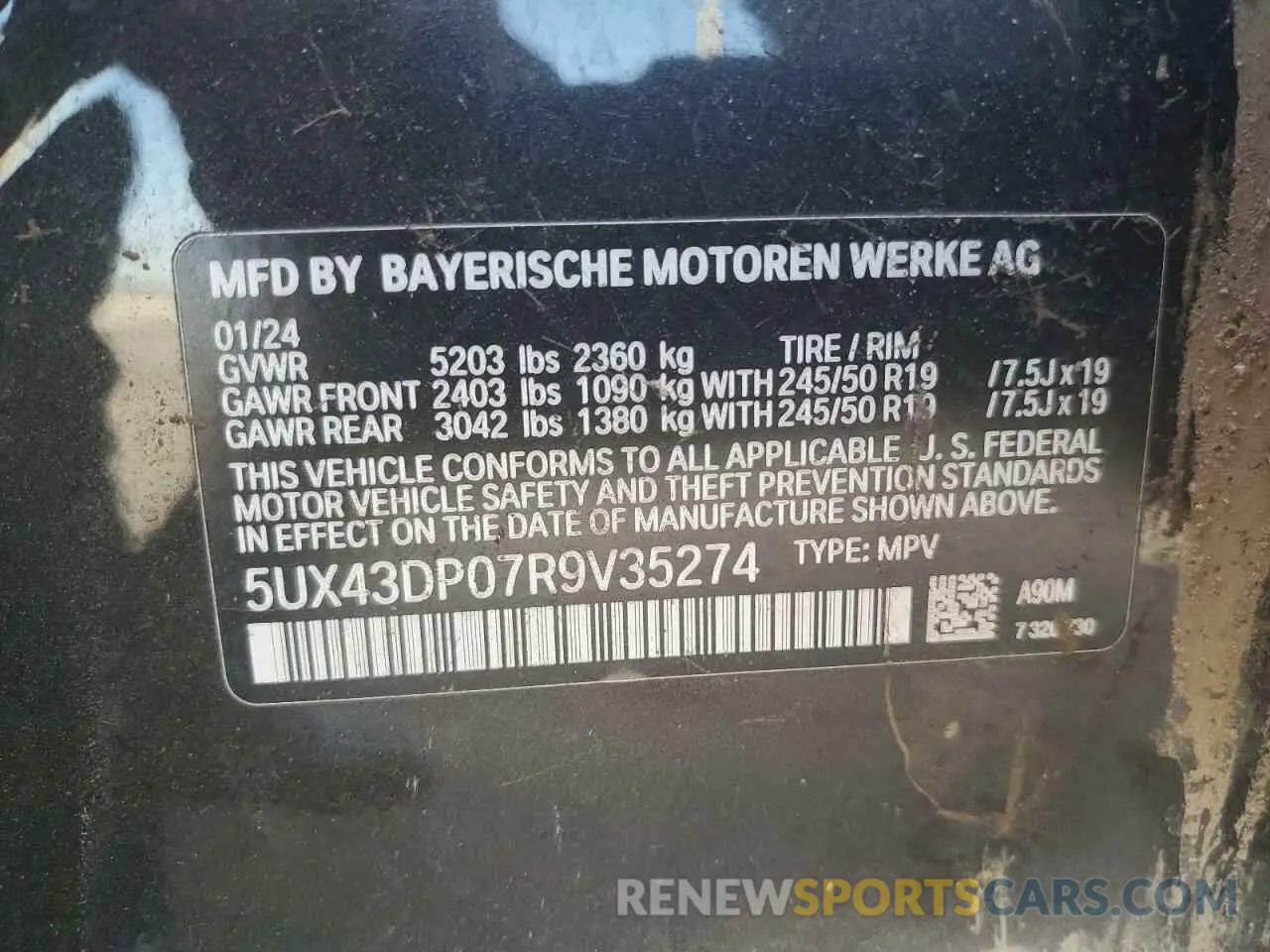 13 Photograph of a damaged car 5UX43DP07R9V35274 BMW X3 2024