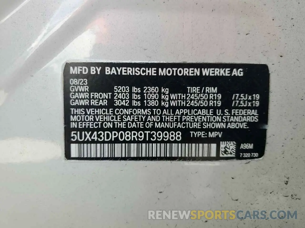 14 Photograph of a damaged car 5UX43DP08R9T39988 BMW X3 2024