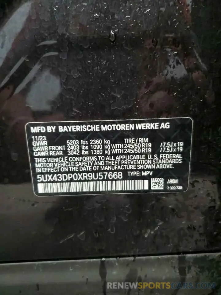13 Photograph of a damaged car 5UX43DP0XR9U57668 BMW X3 2024