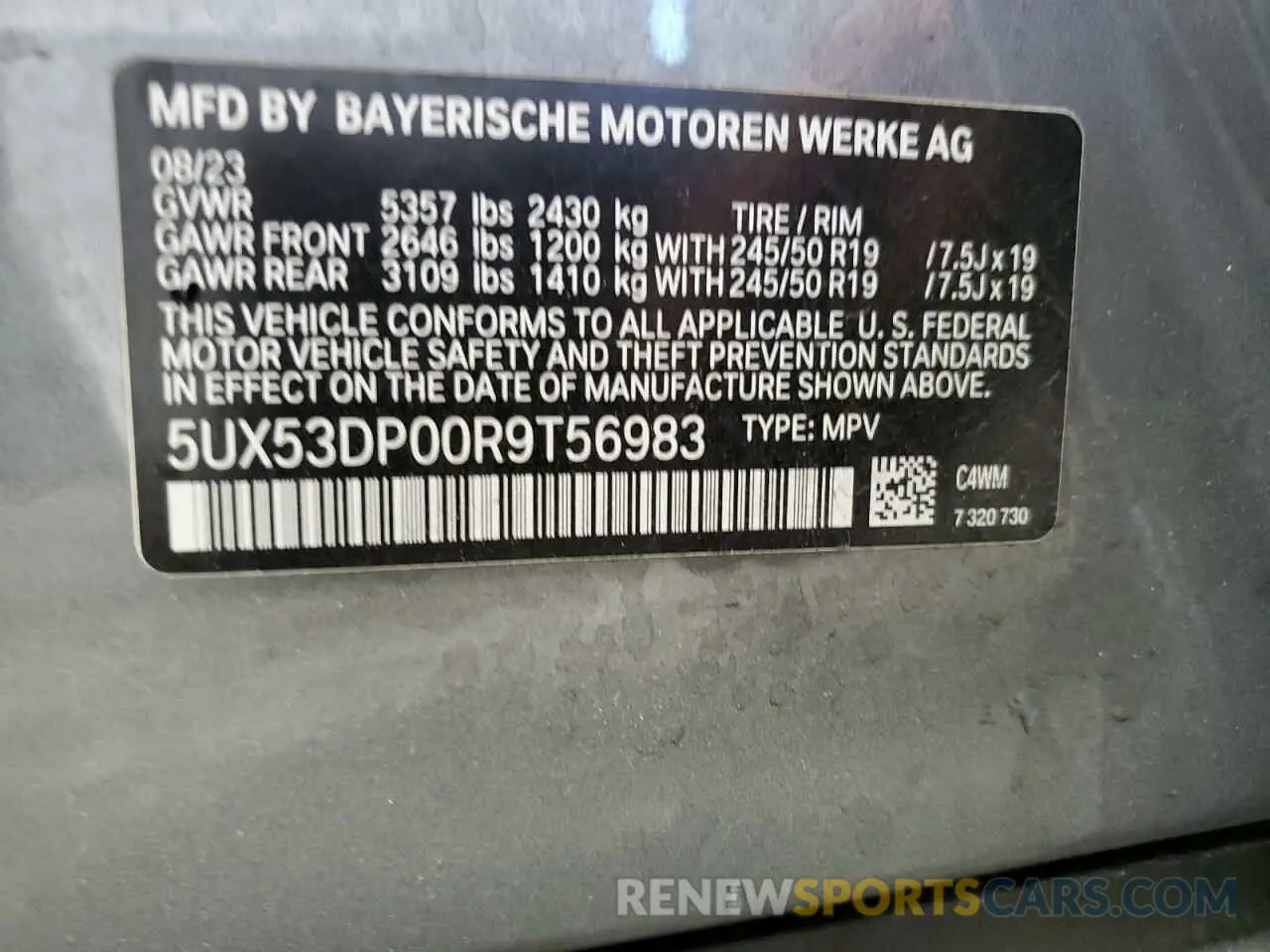14 Photograph of a damaged car 5UX53DP00R9T56983 BMW X3 2024