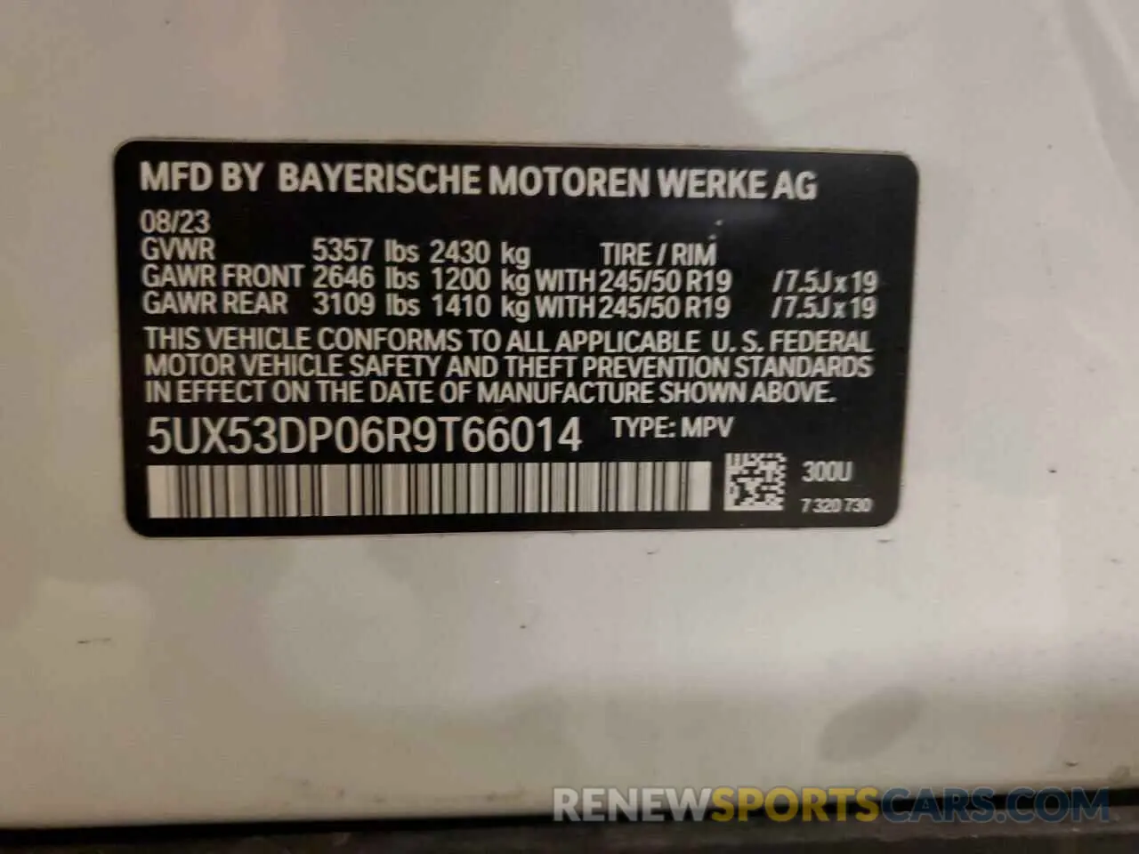 14 Photograph of a damaged car 5UX53DP06R9T66014 BMW X3 2024