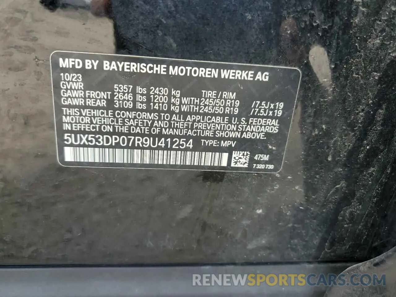 13 Photograph of a damaged car 5UX53DP07R9U41254 BMW X3 2024