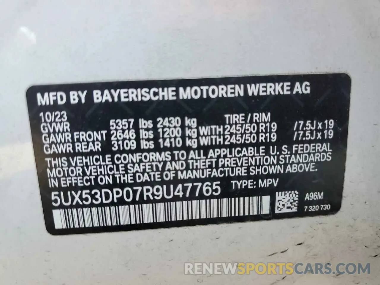 14 Photograph of a damaged car 5UX53DP07R9U47765 BMW X3 2024