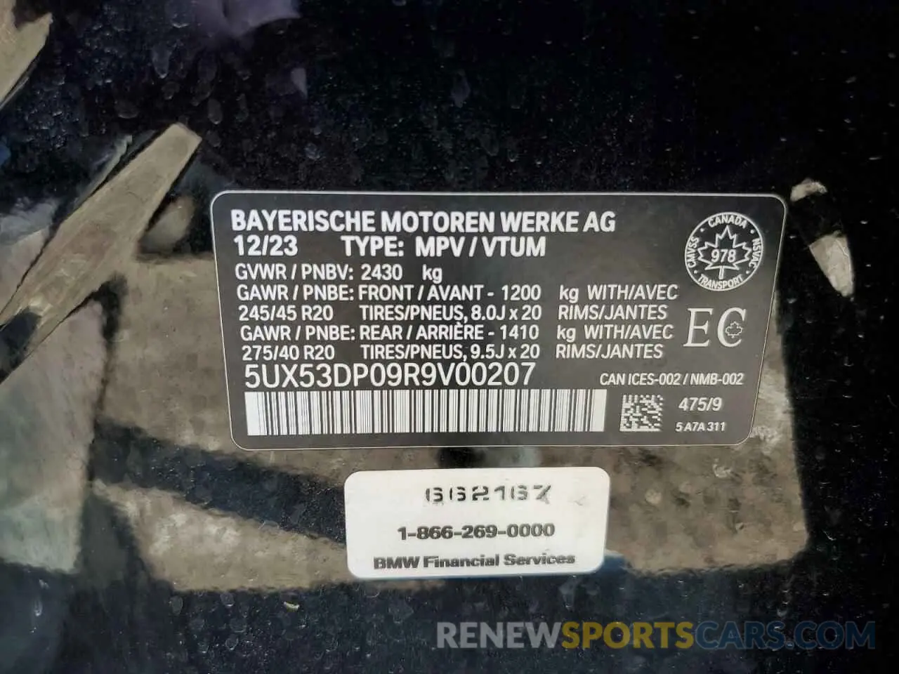 14 Photograph of a damaged car 5UX53DP09R9V00207 BMW X3 2024