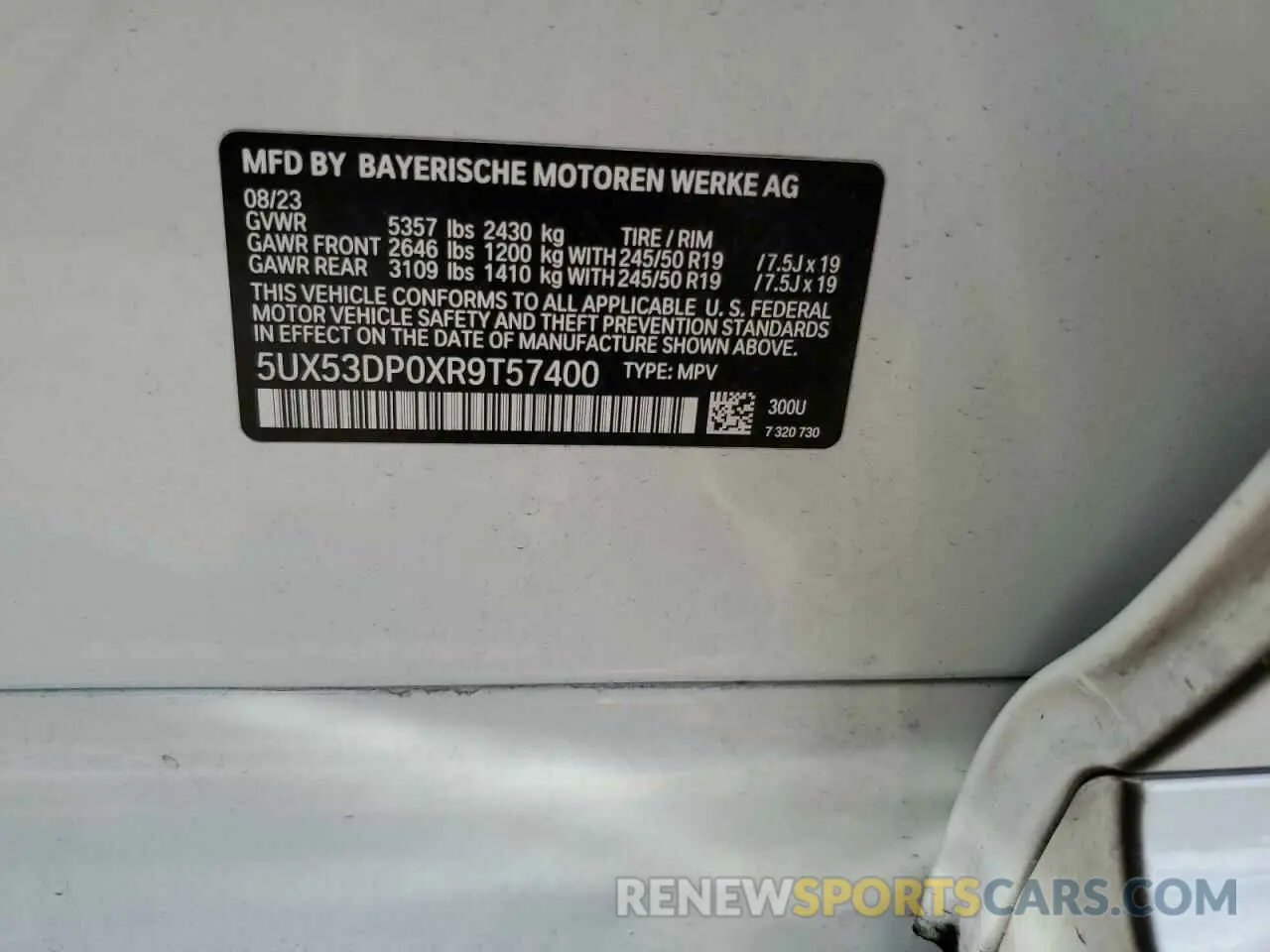 13 Photograph of a damaged car 5UX53DP0XR9T57400 BMW X3 2024