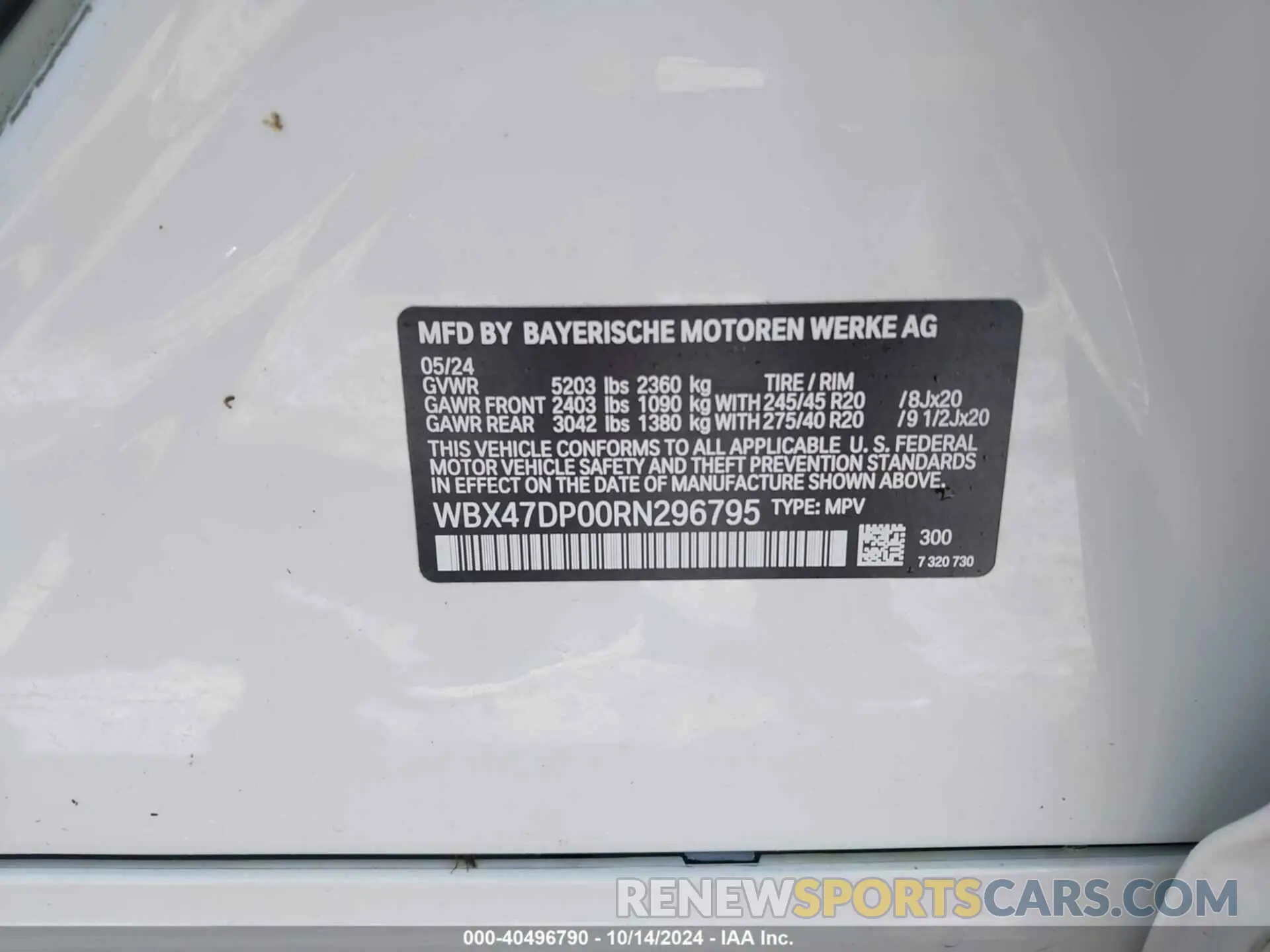 9 Photograph of a damaged car WBX47DP00RN296795 BMW X3 2024