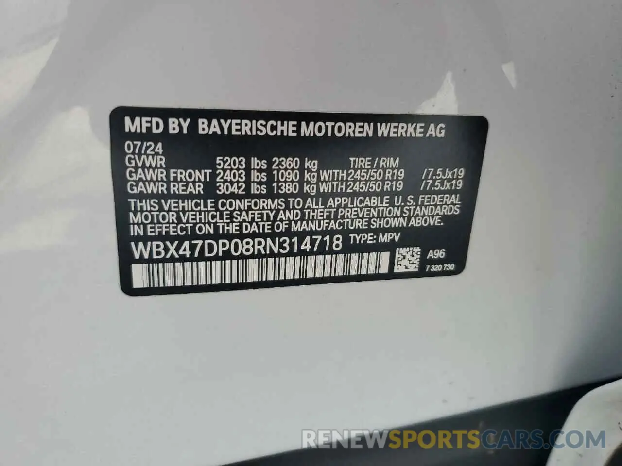 13 Photograph of a damaged car WBX47DP08RN314718 BMW X3 2024