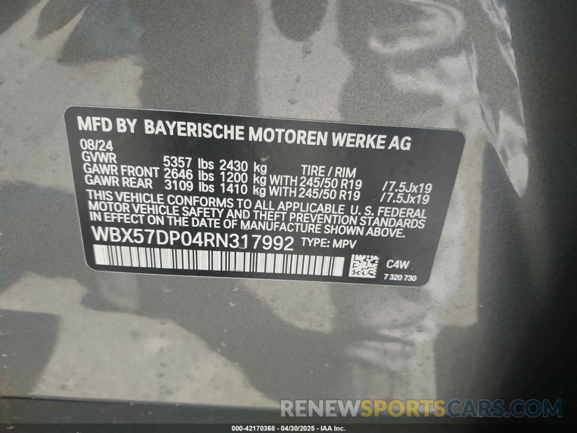 9 Photograph of a damaged car WBX57DP04RN317992 BMW X3 2024