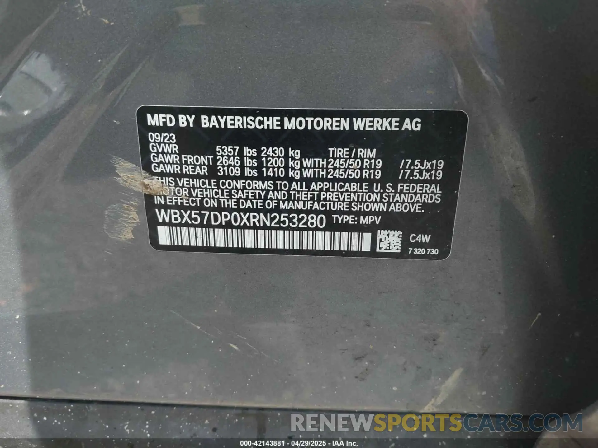 9 Photograph of a damaged car WBX57DP0XRN253280 BMW X3 2024