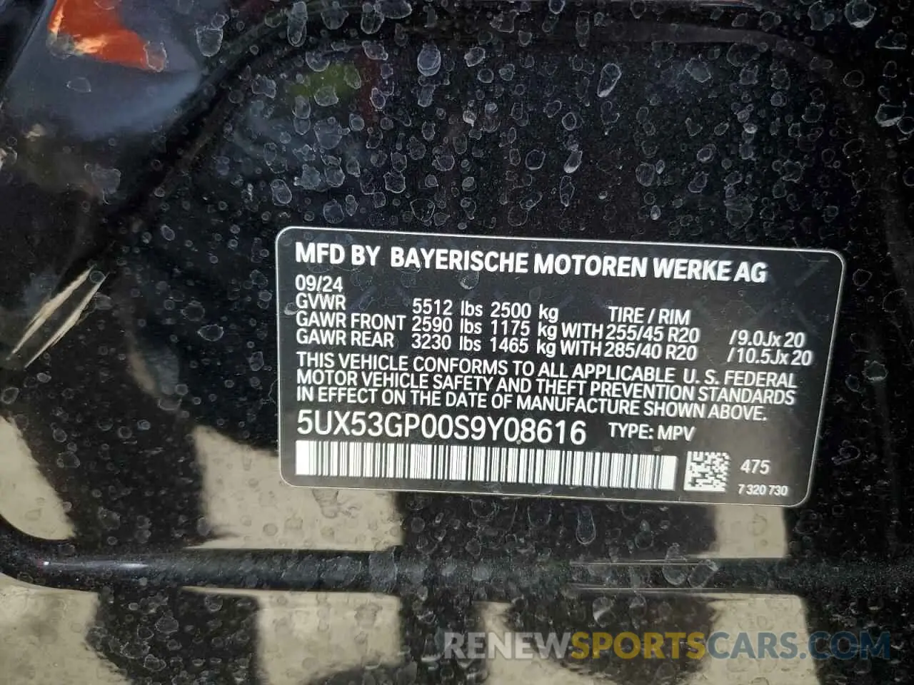 13 Photograph of a damaged car 5UX53GP00S9Y08616 BMW X3 30 XDRI 2025