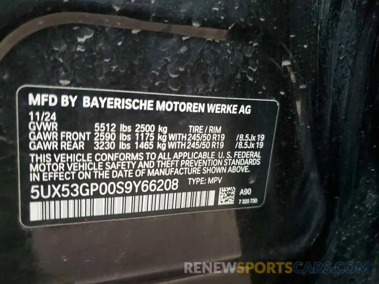 13 Photograph of a damaged car 5UX53GP00S9Y66208 BMW X3 30 XDRI 2025