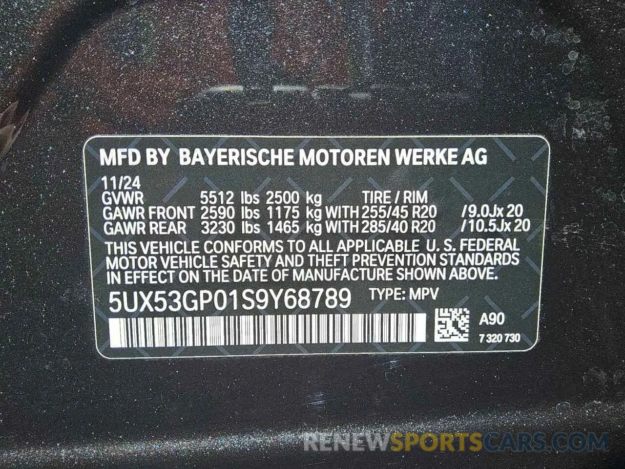 13 Photograph of a damaged car 5UX53GP01S9Y68789 BMW X3 30 XDRI 2025