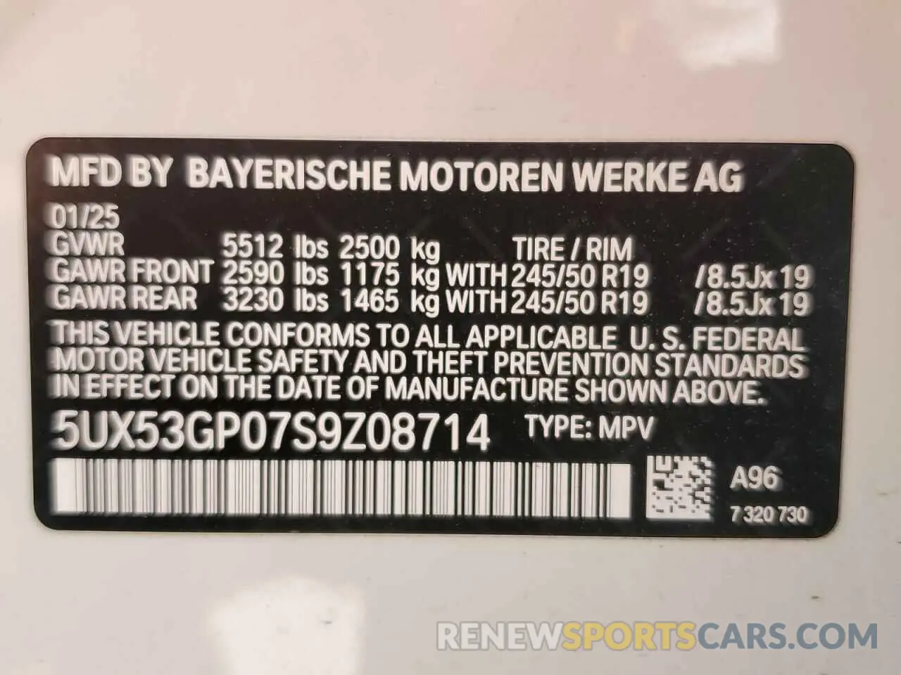 13 Photograph of a damaged car 5UX53GP07S9Z08714 BMW X3 30 XDRI 2025