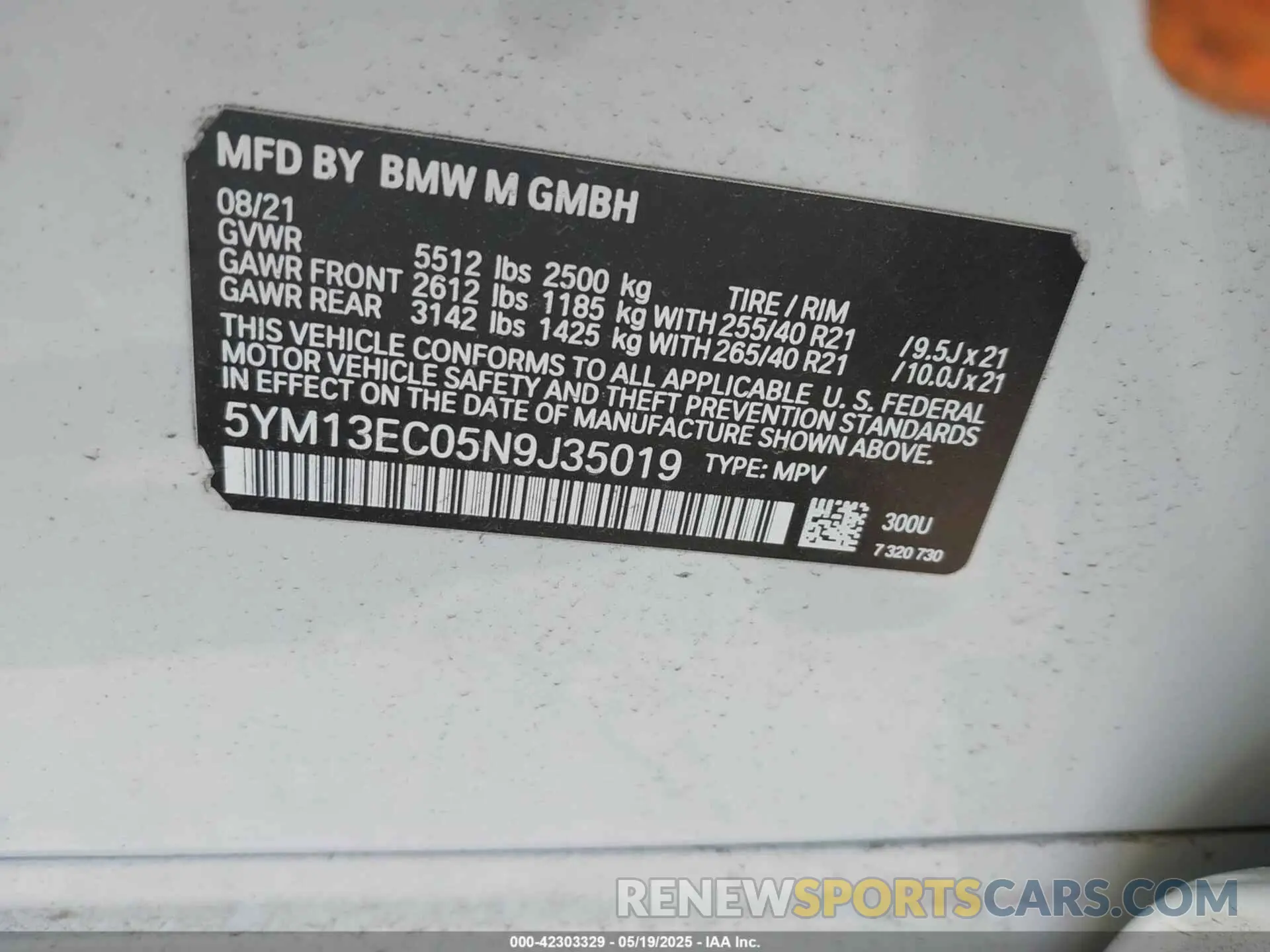 9 Photograph of a damaged car 5YM13EC05N9J35019 BMW X3 M 2022