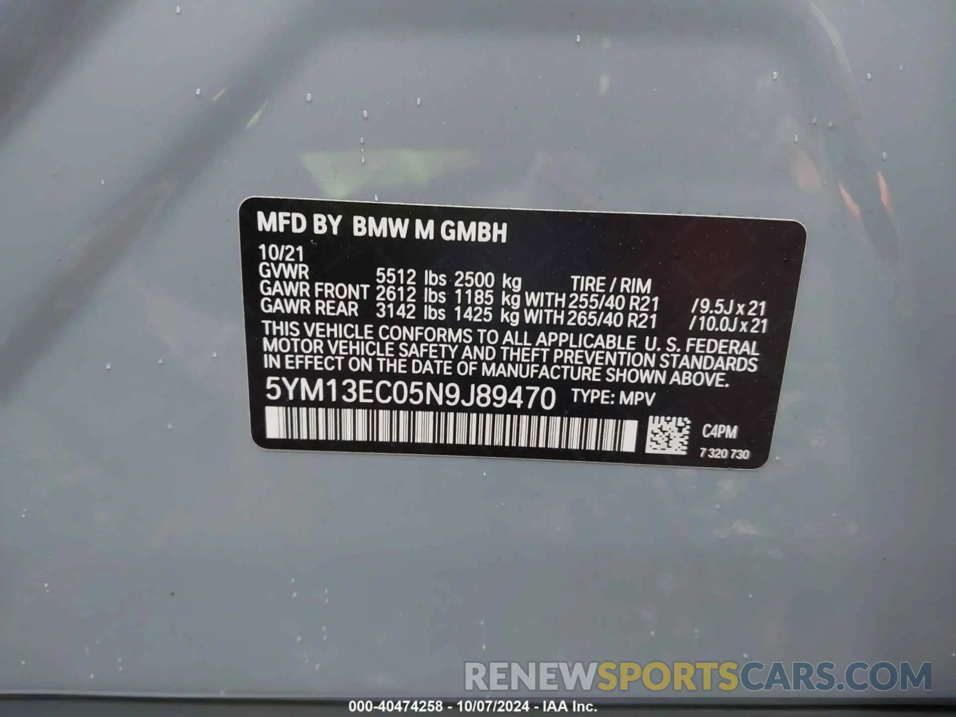 9 Photograph of a damaged car 5YM13EC05N9J89470 BMW X3 M 2022