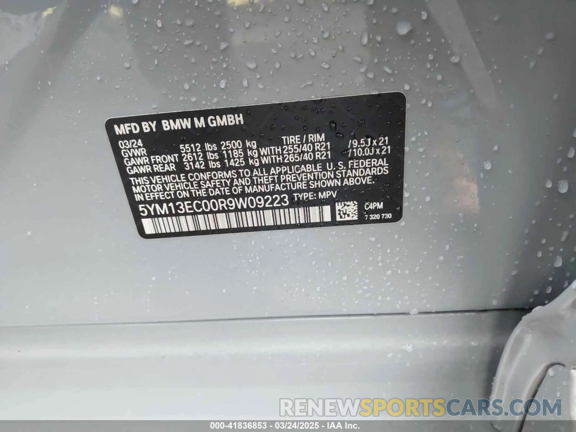 9 Photograph of a damaged car 5YM13EC00R9W09223 BMW X3 M 2024