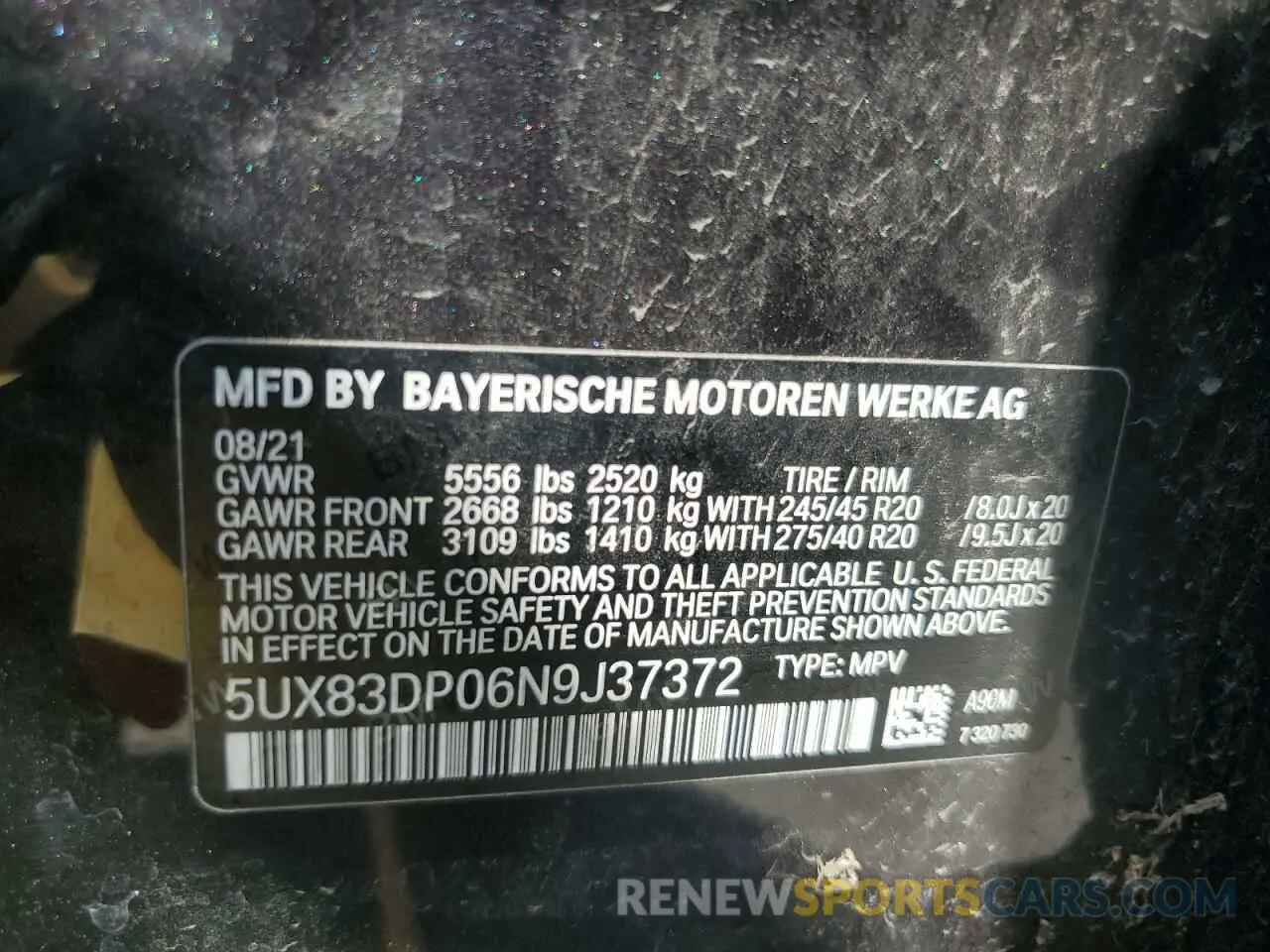 12 Photograph of a damaged car 5UX83DP06N9J37372 BMW X3 M40I 2022