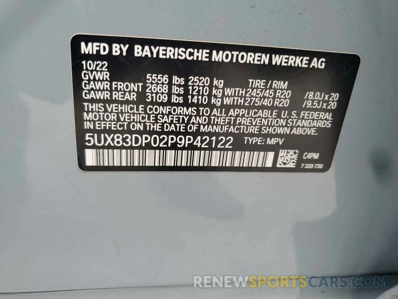 14 Photograph of a damaged car 5UX83DP02P9P42122 BMW X3 M40I 2023