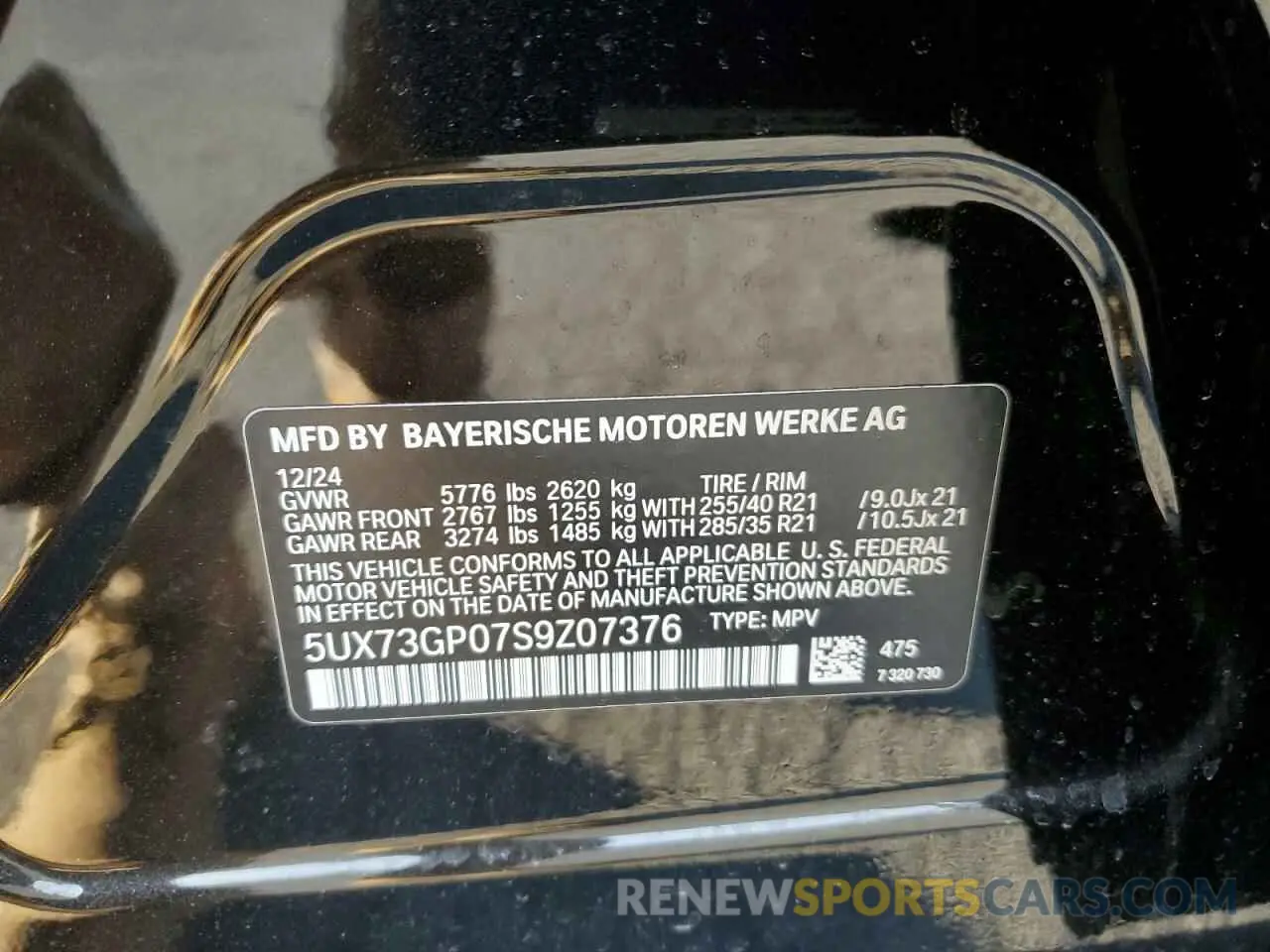 13 Photograph of a damaged car 5UX73GP07S9Z07376 BMW X3 M50 2025