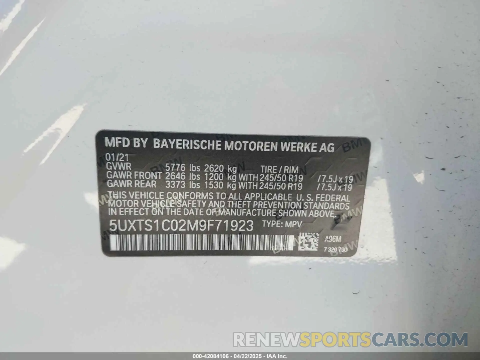 9 Photograph of a damaged car 5UXTS1C02M9F71923 BMW X3 PHEV 2021